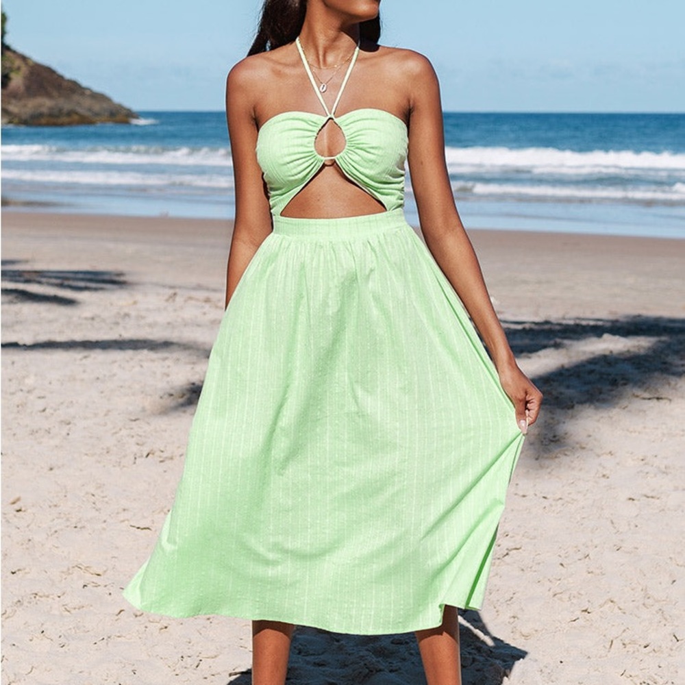 Cut out Drawstring A-Shape Dress
